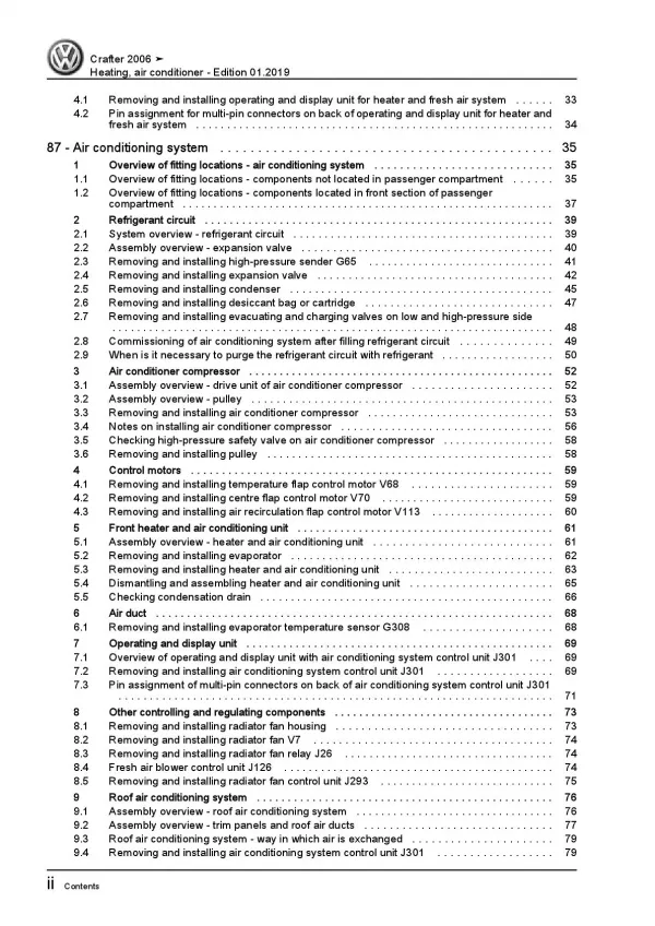 VW Crafter 2E (06-16) heating air conditioning system repair workshop manual pdf