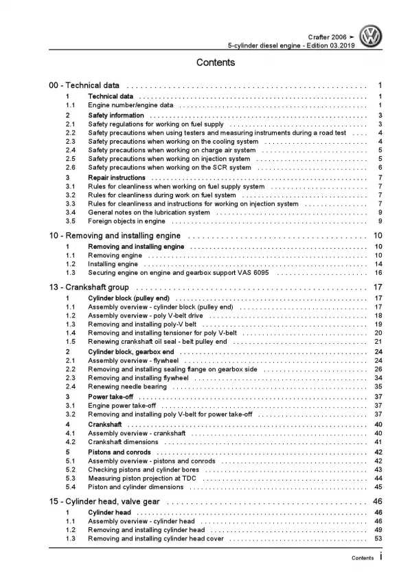 VW Crafter 2E 2006-2016 4-cyl. diesel engines 2.5l repair workshop manual pdf