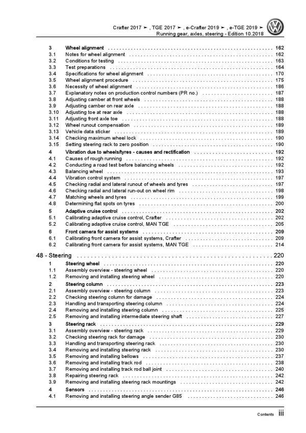 VW Crafter SY from 2017 running gear axles steering repair workshop manual pdf