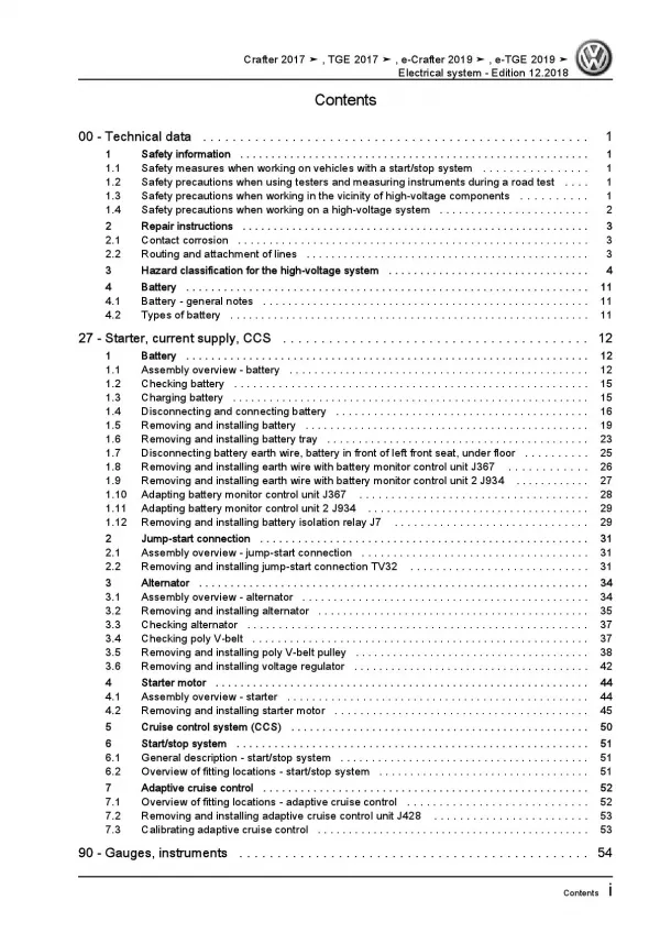 VW Crafter type SY from 2017 electrical system repair workshop manual pdf