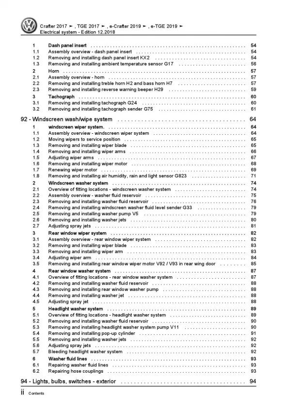 VW Crafter type SY from 2017 electrical system repair workshop manual pdf