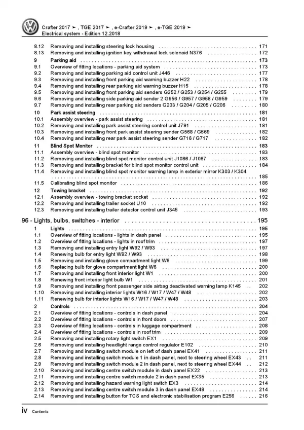 VW Crafter type SY from 2017 electrical system repair workshop manual pdf