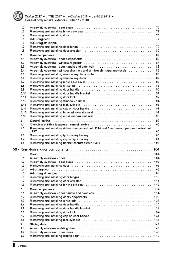 VW Crafter SY from 2017 general body repairs exterior repair workshop manual pdf