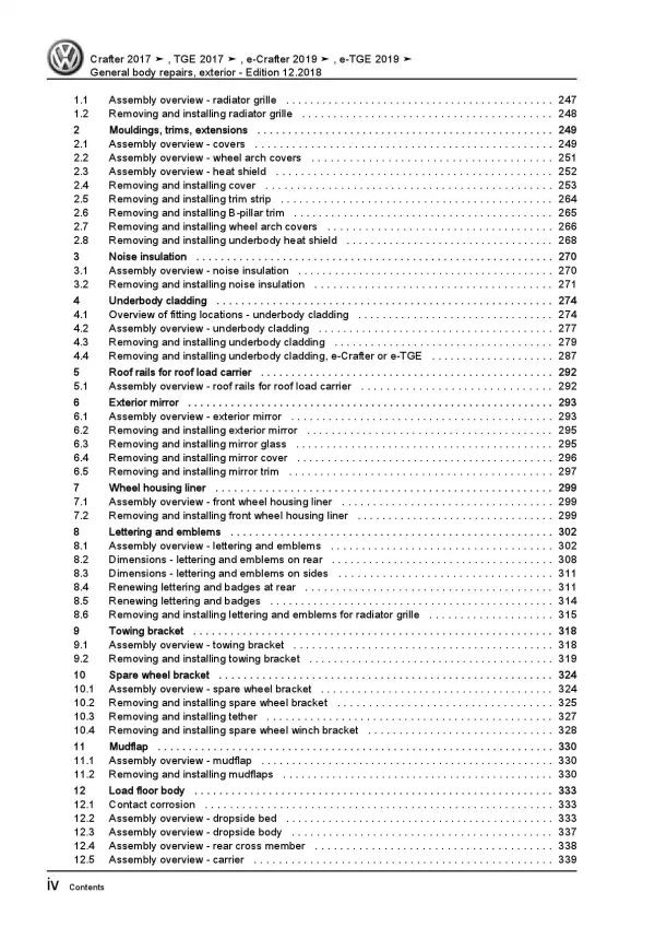 VW Crafter SY from 2017 general body repairs exterior repair workshop manual pdf