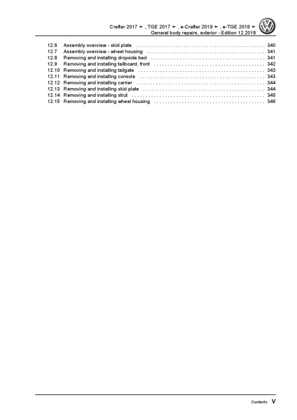 VW Crafter SY from 2017 general body repairs exterior repair workshop manual pdf