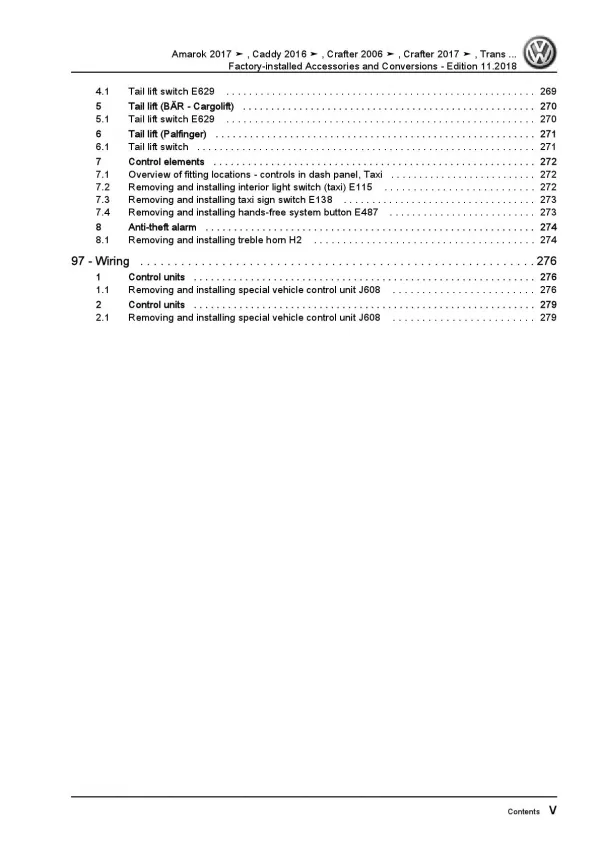 VW Crafter SY (17>) factory installed accessories conversions repair manual pdf