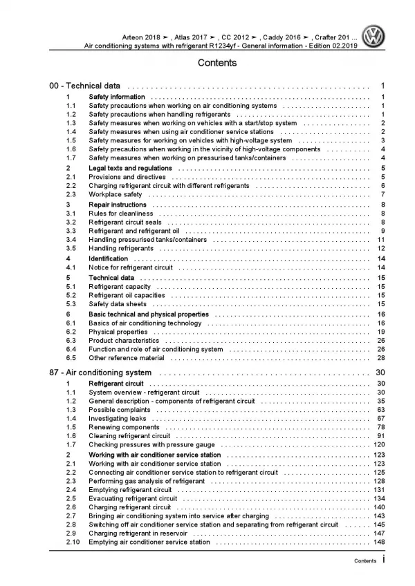 VW Crafter SY from 2017 air conditioning systems refrigerant R1234yf manual pdf