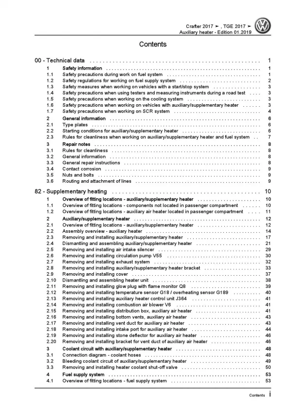 VW Crafter type SY from 2017 auxiliary heater repair workshop manual pdf ebook