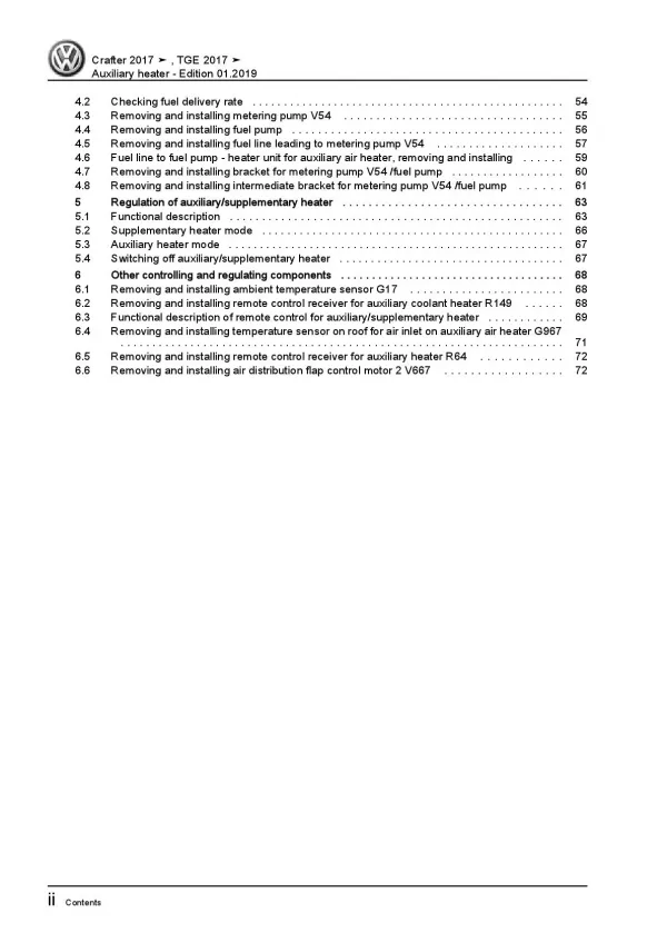 VW Crafter type SY from 2017 auxiliary heater repair workshop manual pdf ebook