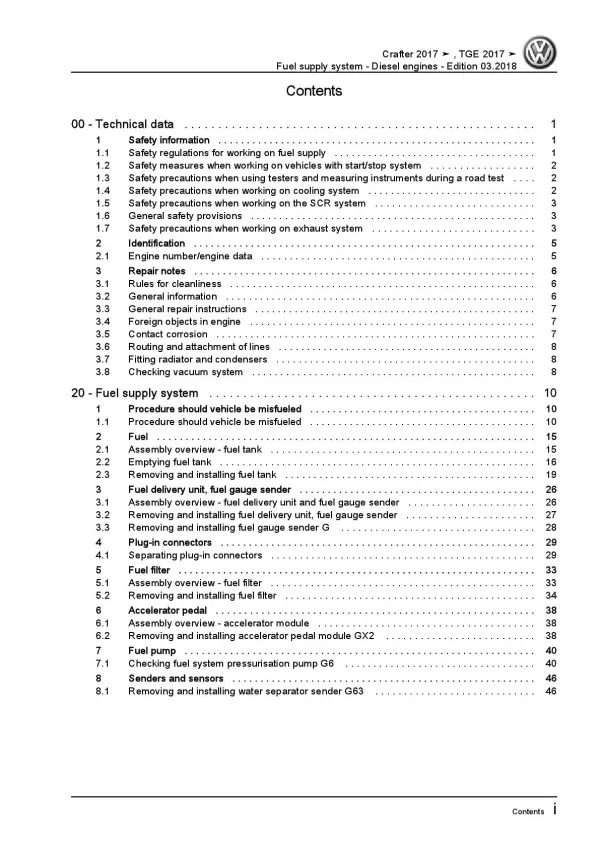 VW Crafter SY (17>) fuel supply system diesel engines repair workshop manual pdf