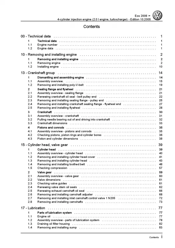 VW EOS type 1F 2006-2015 4-cyl. 2.0l petrol engines 200 hp repair manual pdf