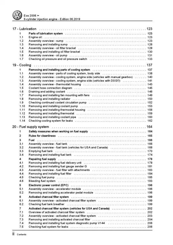 VW EOS type 1F 2006-2015 6-cyl. 3.2l petrol engines 250 hp repair manual pdf