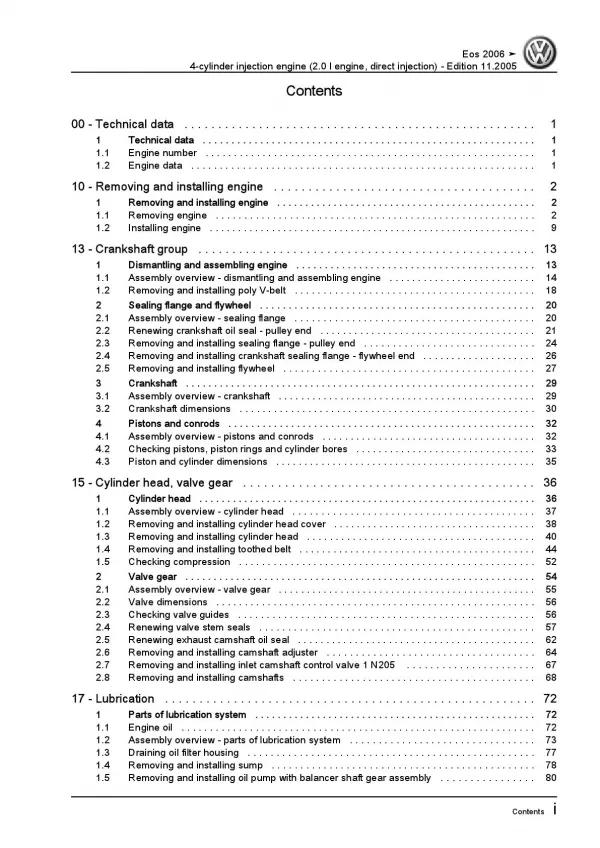 VW EOS type 1F 2006-2015 4-cyl. 2.0l petrol engines 150 hp repair manual pdf