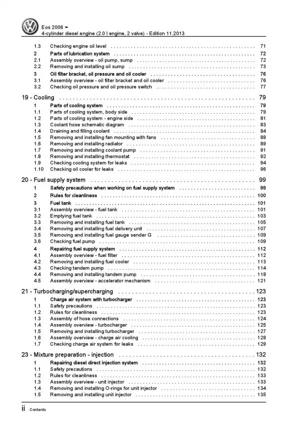 VW EOS type 1F 2006-2015 4-cyl. diesel engines 2.0l 2 valve repair manual pdf