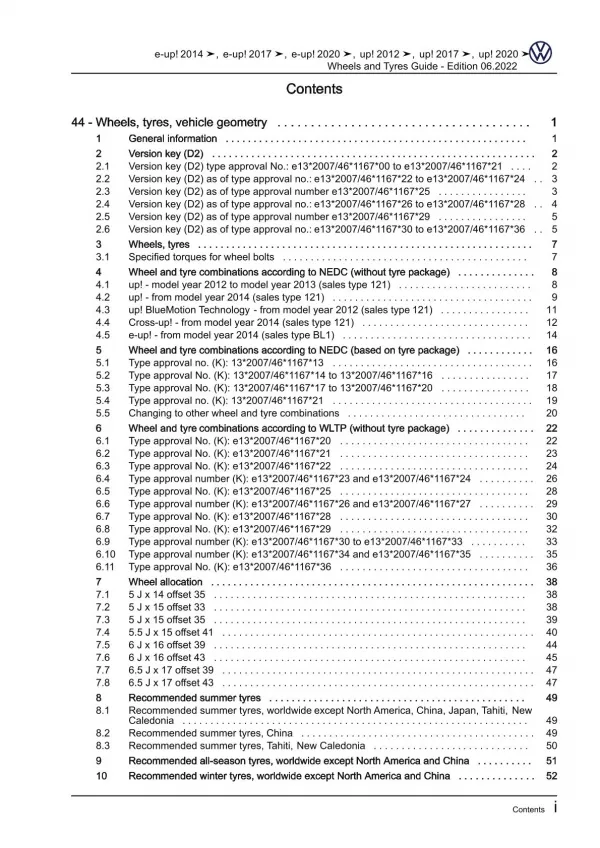 VW eUp! BL1 2013-2016 wheels and tyres repair workshop manual pdf ebook