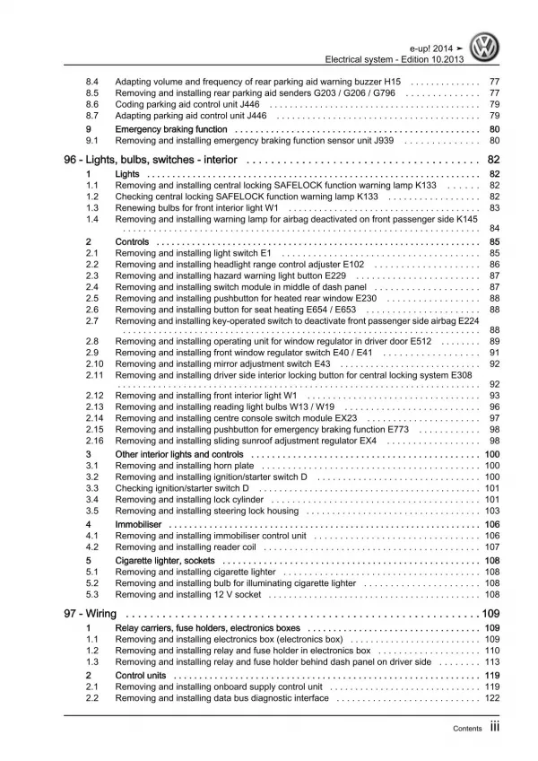 VW eUp! BL1 2013-2016 electrical system repair workshop manual pdf ebook