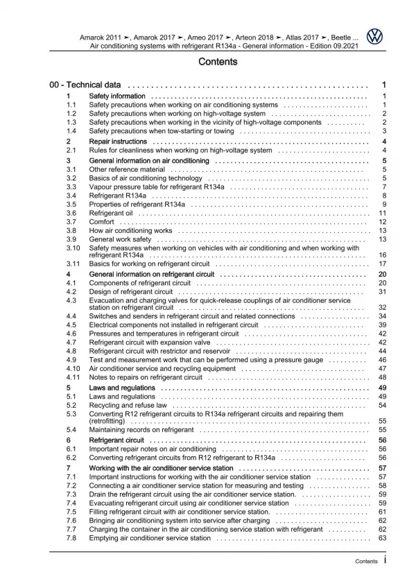 VW eUp! BL1 2013-2016 air conditioning systems refrigerant R134a manual pdf