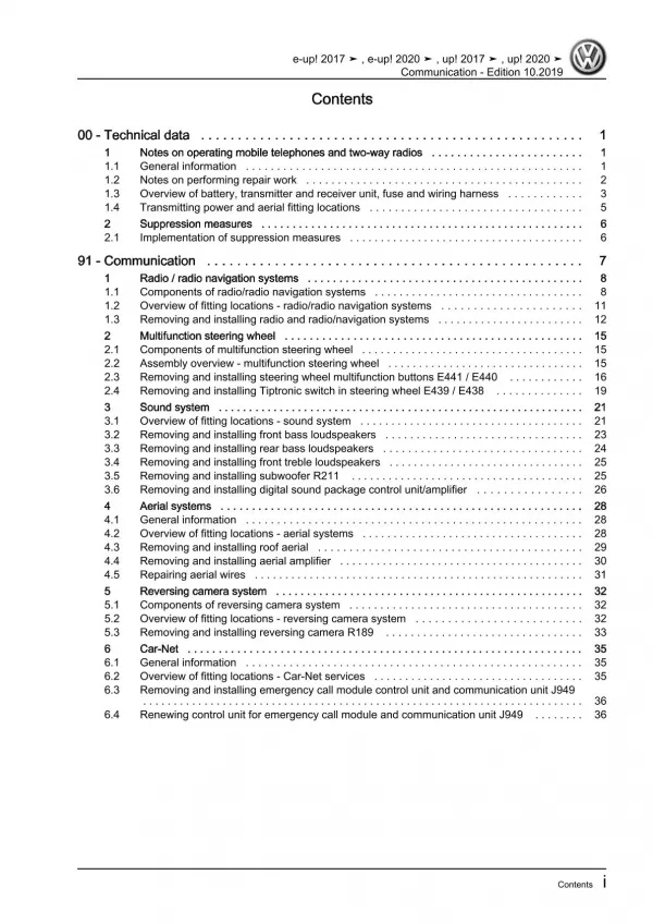 VW eUp! BL2 from 2016 communication radio navigation repair workshop manual pdf