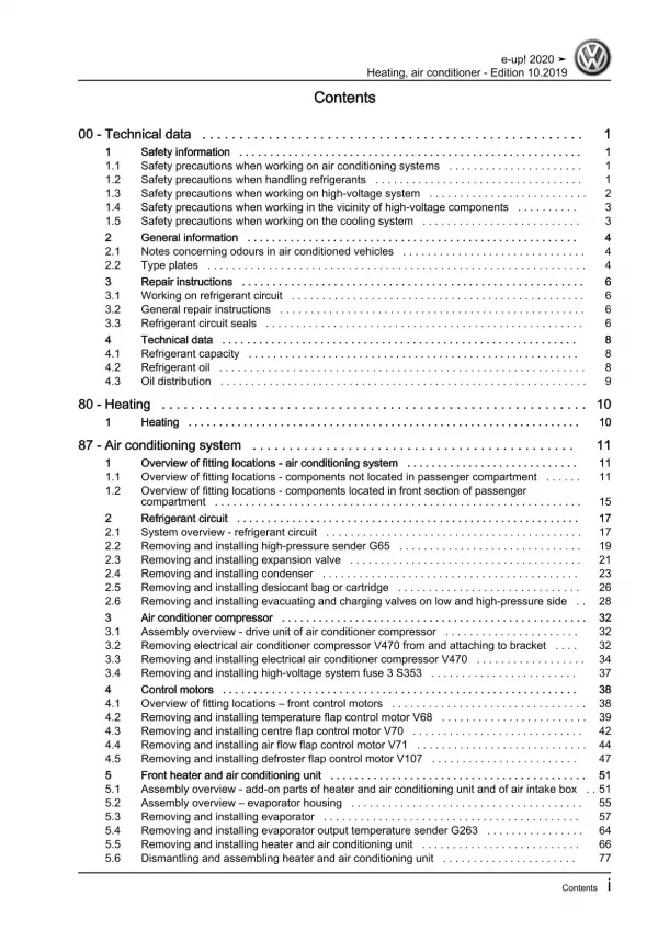 VW eUp! BL2 from 2016 heating air conditioning system repair workshop manual pdf