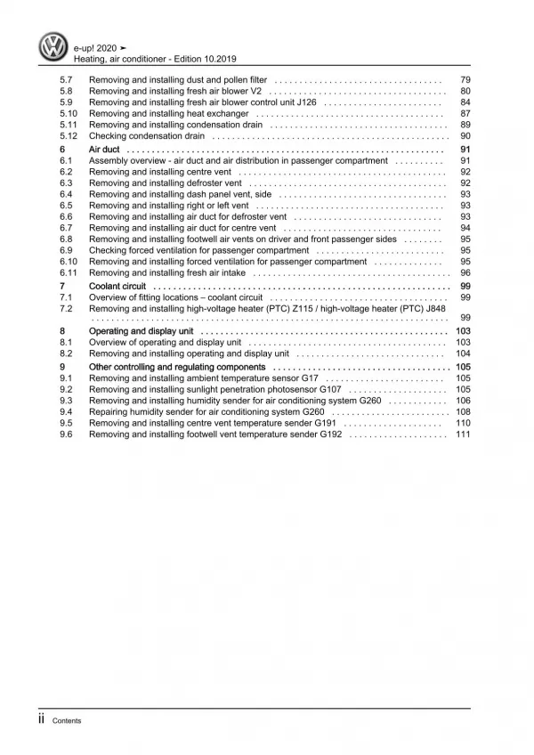 VW eUp! BL2 from 2016 heating air conditioning system repair workshop manual pdf