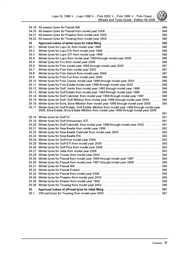 VW Fox type 5Z from 2006 wheels and tyres repair workshop manual pdf ebook