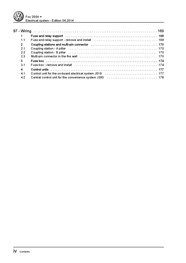 VW Fox type 5Z 2003-2009 electrical system repair workshop manual pdf ebook