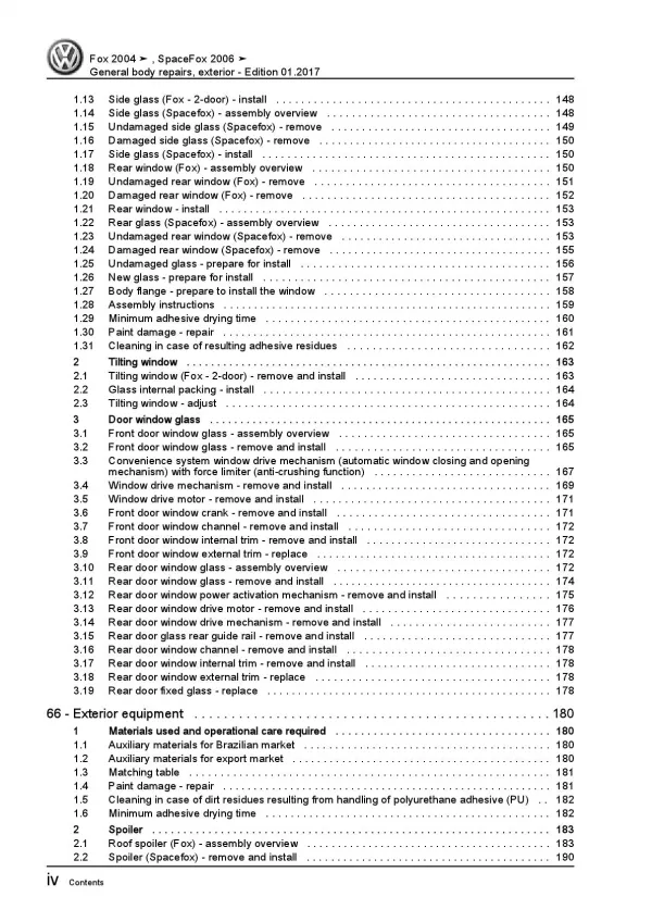 VW Fox type 5Z (03-09) general body repairs exterior repair workshop manual pdf
