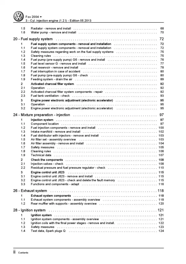 VW Fox type 5Z from 2003 3-cyl. petrol engines 1.2l repair workshop manual pdf