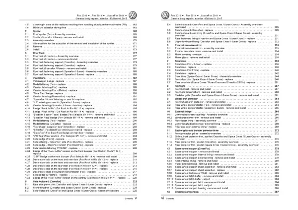 VW Fox type 5Z (10-21) general body repairs exterior repair workshop manual pdf