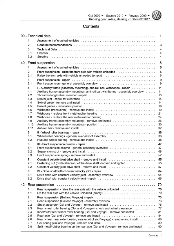 VW Gol 3 type 5U1 2008-2012 running gear axles steering repair workshop eBook