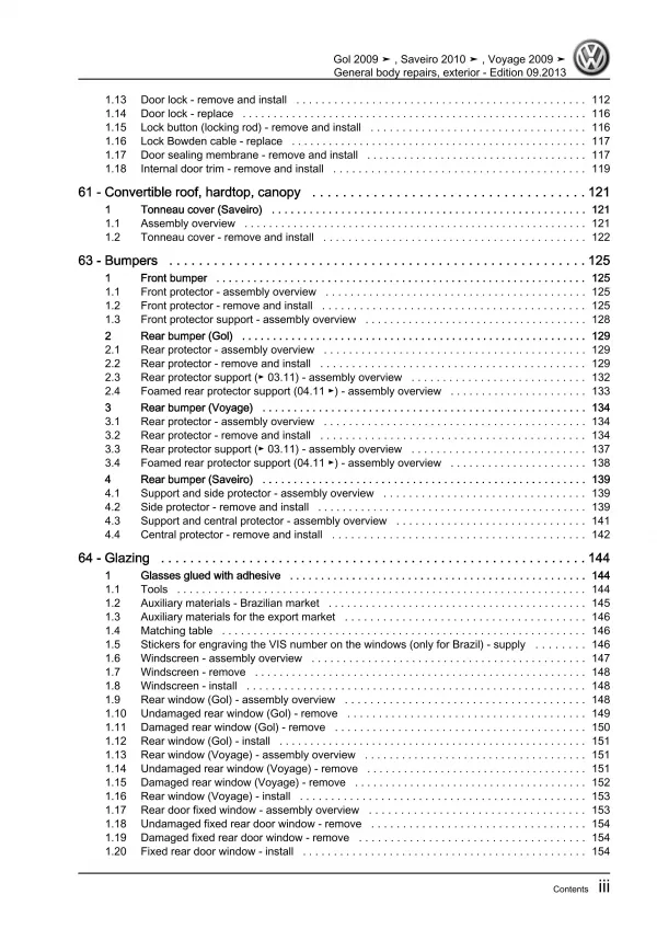 VW Gol 3 type 5U1 2008-2012 general body repairs exterior workshop manual eBook