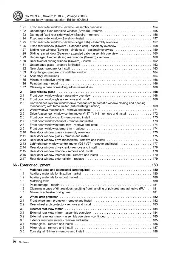 VW Gol 3 type 5U1 2008-2012 general body repairs exterior workshop manual eBook