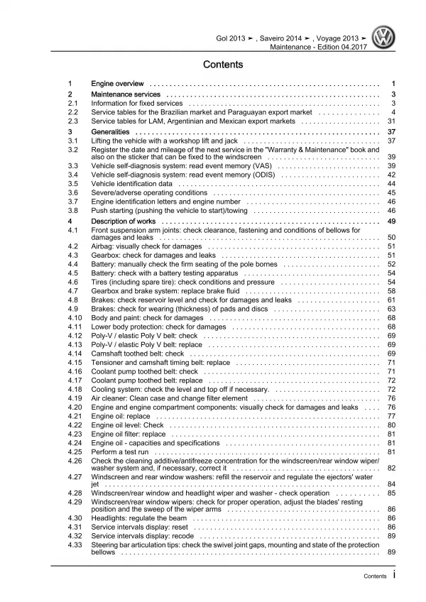 VW Gol 3 type 5U3 2012-2017 maintenance repair workshop manual download eBook