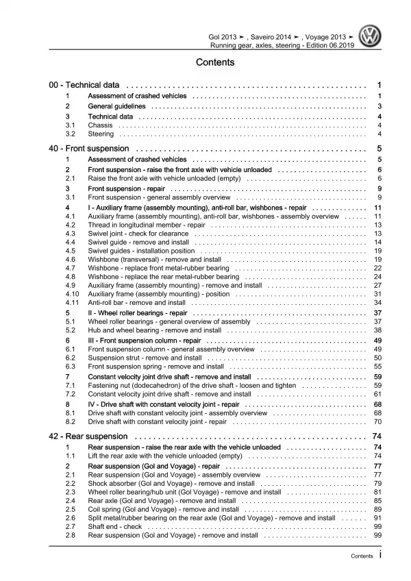 VW Gol 3 type 5U3 2012-2017 running gear axles steering repair workshop eBook