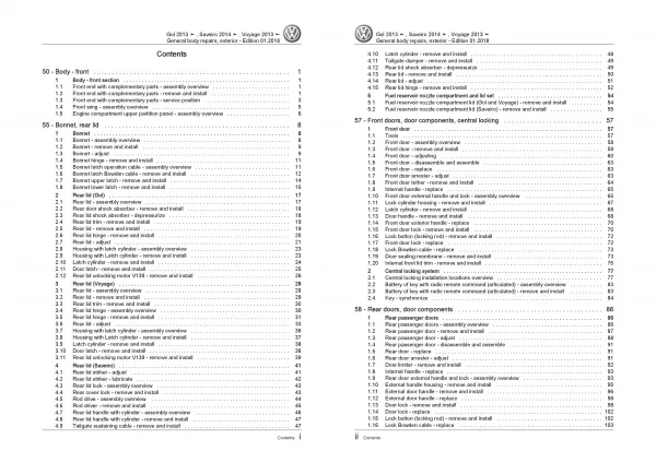 VW Gol 3 type 5U3 2012-2017 general body repairs exterior workshop manual eBook