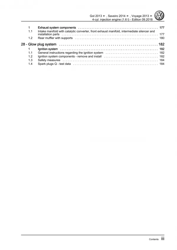 VW Gol 3 5U3 2012-2017 4-cyl. 1.6l petrol engines 101 hp repair workshop eBook