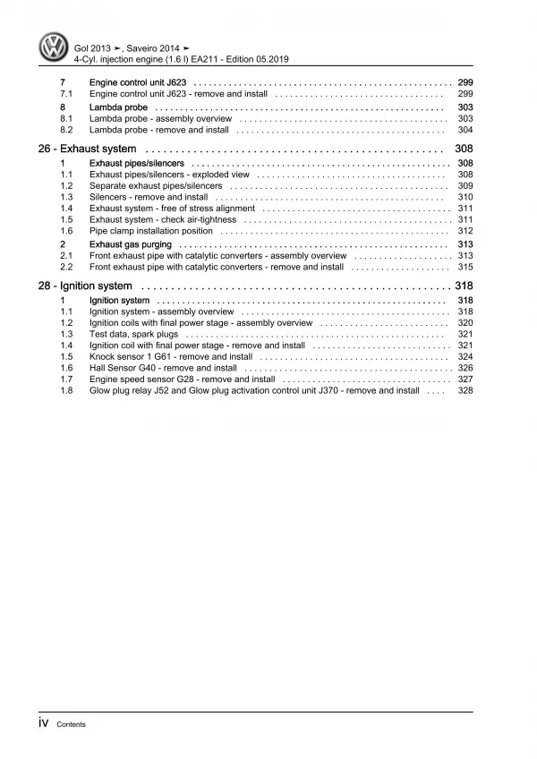 VW Gol 3 5U3 (12-17) 4-cyl. 1.6l petrol engines 110-120 hp repair workshop eBook