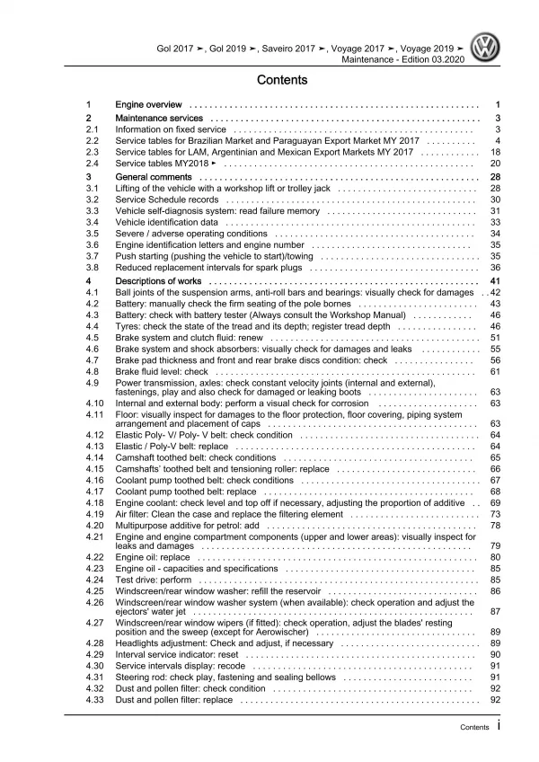 VW Gol 3 type 5U7 2017-2022 maintenance repair workshop manual download eBook