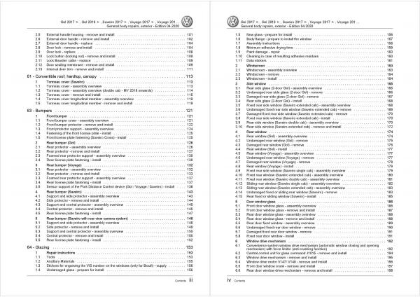 VW Gol 3 type 5U7 2017-2022 general body repairs exterior workshop manual eBook