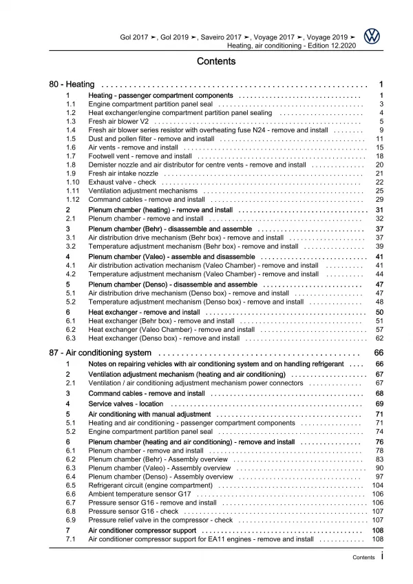 VW Gol 3 5U7 2017-2022 heating air conditioning system repair workshop pdf eBook