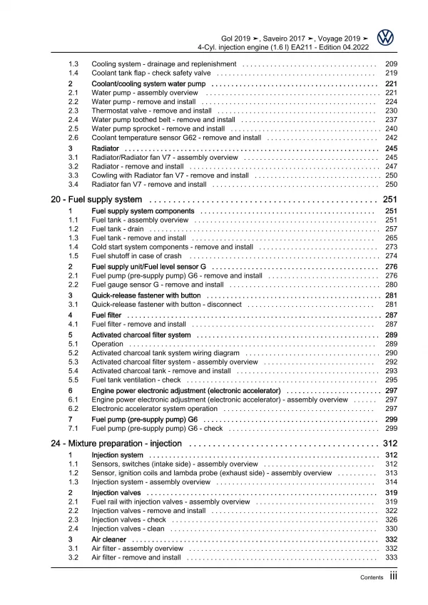 VW Gol 3 5U7 (17-22) 4-cyl. 1.6l petrol engines 110-120 hp repair workshop eBook