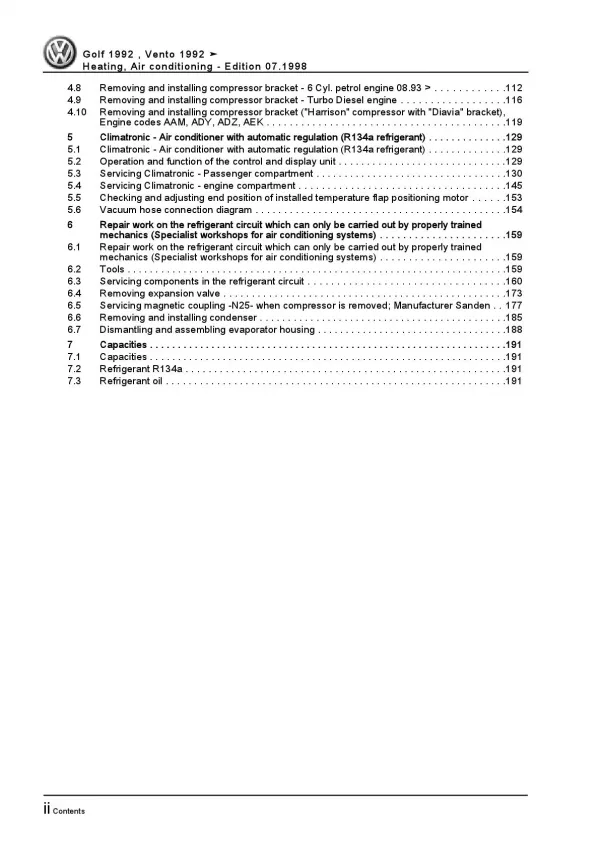 VW Golf 3 1H (91-99) heating air conditioning system repair workshop manual pdf
