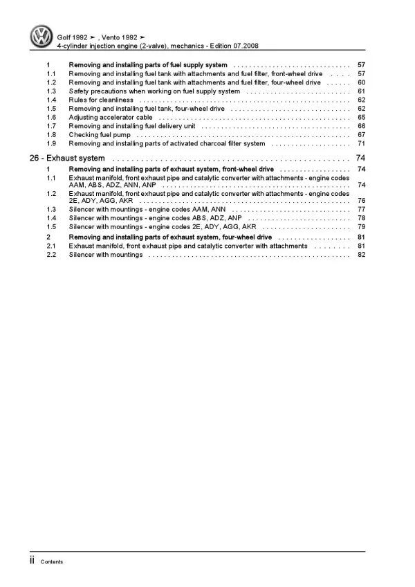 VW Golf 1H (91-99) 4-cyl. injection engine mechanics 1.8l 2.0l repair manual pdf