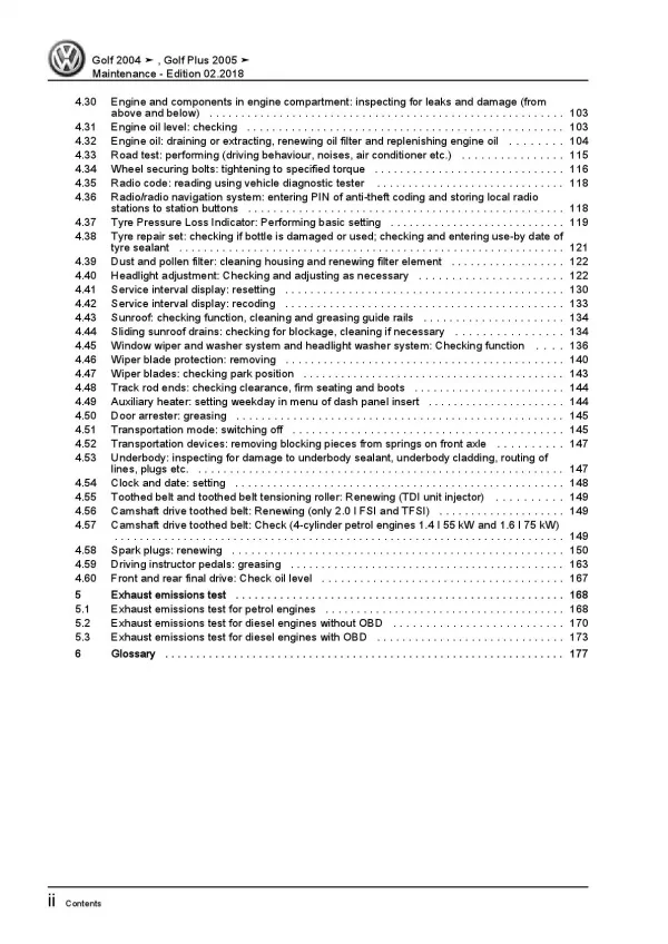 VW Golf 5 type 1K 2003-2008 maintenance repair workshop manual pdf file ebook