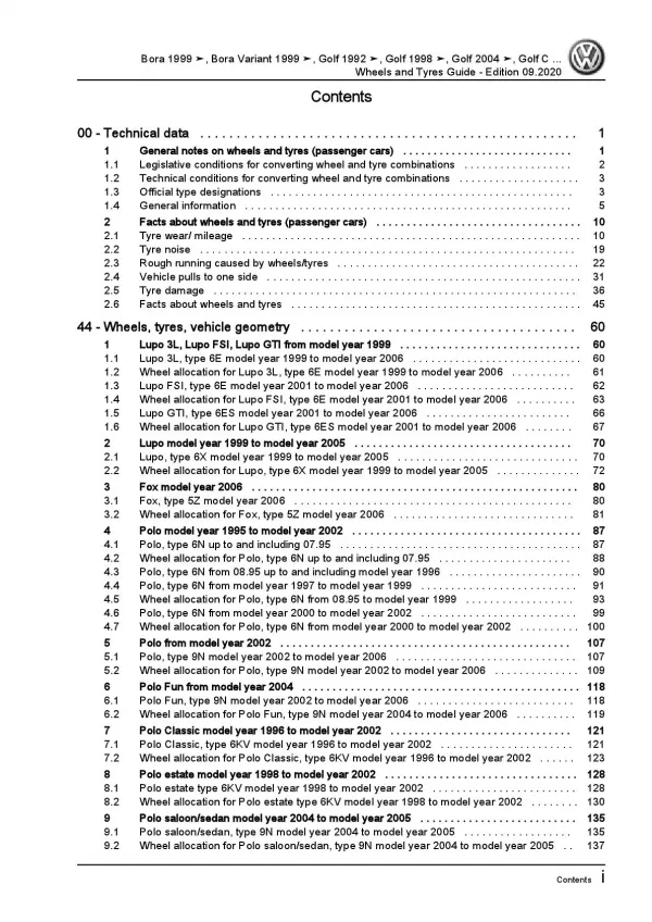 VW Golf 5 type 1K 2003-2008 wheels and tyres repair workshop manual pdf ebook