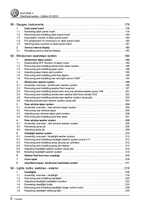 VW Golf 5 type 1K 2003-2008 electrical system repair workshop manual pdf ebook