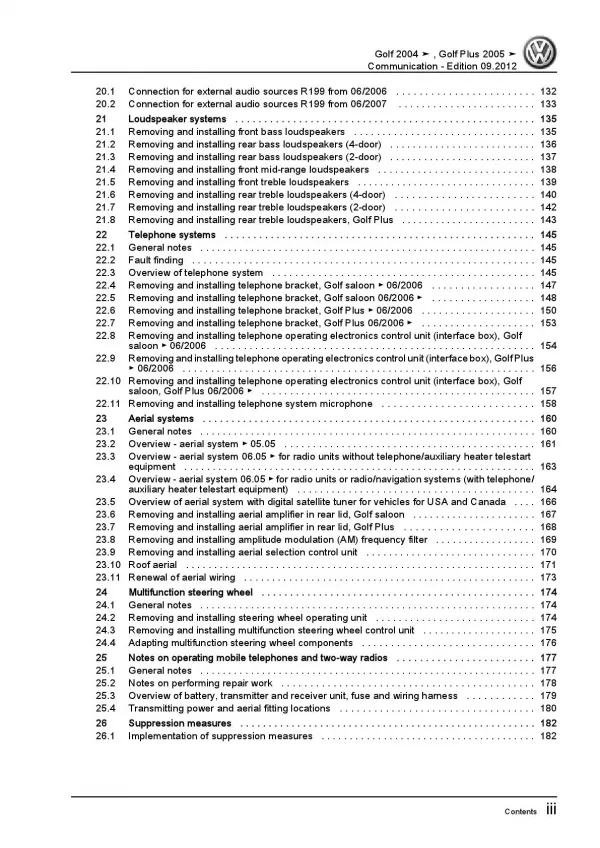 VW Golf 5 1K 2003-2008 communication radio navigation repair workshop manual pdf