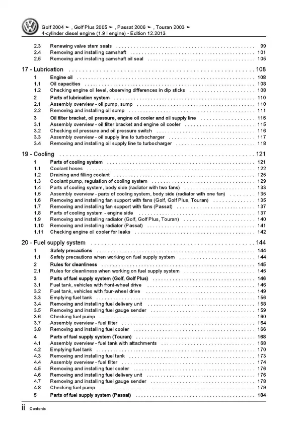 VW Golf 5 type 1K (03-08) 4-cyl. diesel engines 1.9l repair workshop manual pdf