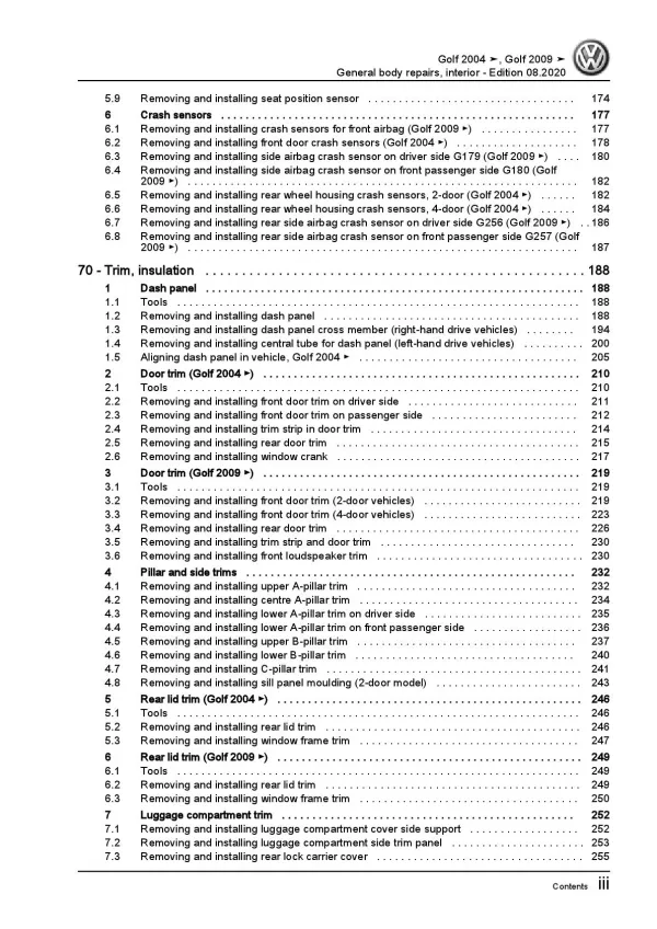 VW Golf 5 1K 2003-2008 general body repairs interior repair workshop manual pdf