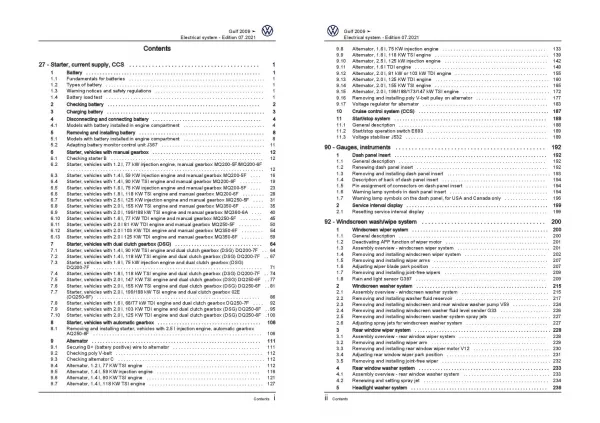 VW Golf 6 type 1K 5K 2008-2012 electrical system repair workshop manual pdf